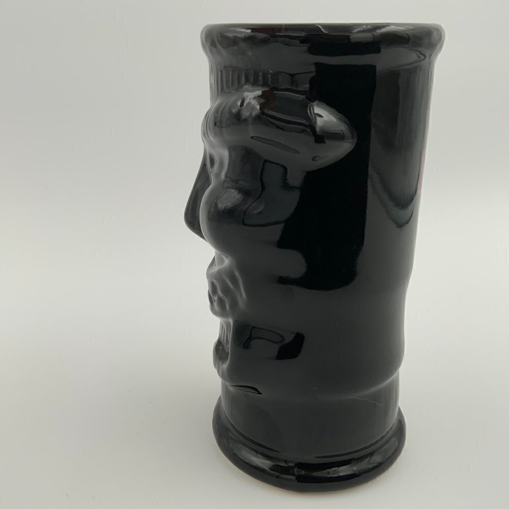 Black Glazed Open Mouth Tiki Tropical Island Tumbler Daiquiri Time Out Made USA - Picture 4 of 7